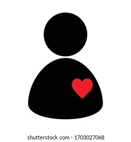 Blank Profile With Red Heart Vector Icon