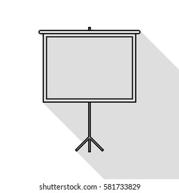 Blank Projection screen. Black icon with flat style shadow path.