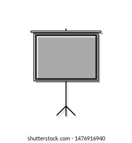 Blank Projection screen. Black line icon with gray shifted flat filled icon on white background. Illustration.