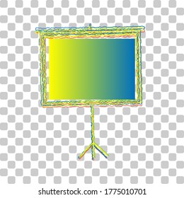 Blank Projection screen. Blue to green gradient Icon with Four Roughen Contours on stylish transparent Background. Illustration.