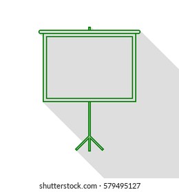 Blank Projection screen. Green icon with flat style shadow path.