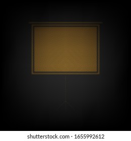 Blank Projection screen. Icon as grid of small orange light bulb in darkness. Illustration.