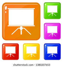 Blank projection screen icons set collection vector 6 color isolated on white background