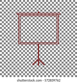 Blank Projection screen. Maroon icon on transparent background.