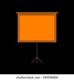 Blank Projection screen. Orange icon on black background.