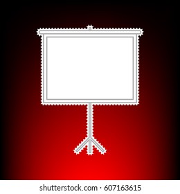 Blank Projection screen. Postage stamp or old photo style on red-black gradient background.