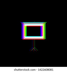 Blank Projection screen. Red, green and blue unfocused contour icon at black background. Illustration.