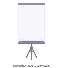 Blank projection screen standing on a tripod, perfect for displaying presentations, slideshows, and movies