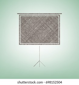 Blank Projection screen. Vector. Brown flax icon on green background with light spot at the center.