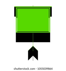 Blank Projection screen. Vector. Green 3d icon with black side on white background. Isolated.