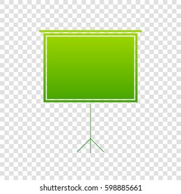 Blank Projection screen. Vector. Green gradient icon on transparent background.