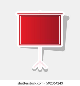Blank Projection screen. Vector. New year reddish icon with outside stroke and gray shadow on light gray background.