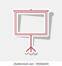 Blank Projection Screen. Vector. New Year Reddish Icon With Outside Stroke And Gray Shadow On Light Gray Background.