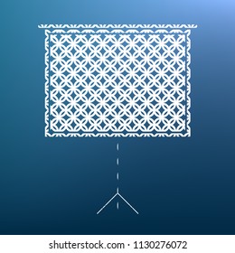 Blank Projection screen. Vector. White textured icon at lapis lazuli gradient background.