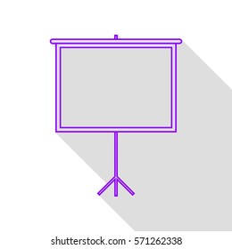Blank Projection screen. Violet icon with flat style shadow path.