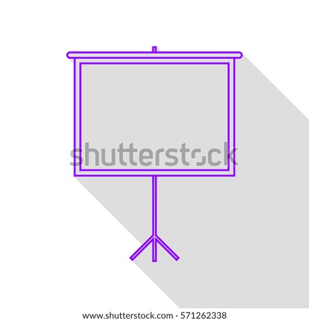 Blank Projection screen. Violet icon with flat style shadow path.