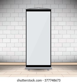 blank projector canvas vertical in the office with brick wall vector illustration