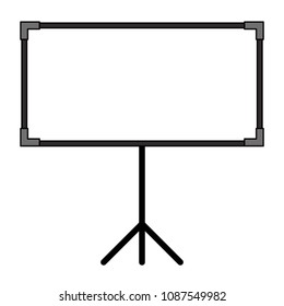blank projector screen with tripod