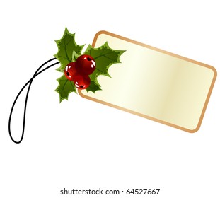 Blank Promo Christmas Tag With Holly