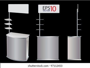 Blank promotion counter display Vector template for design work (3 view)