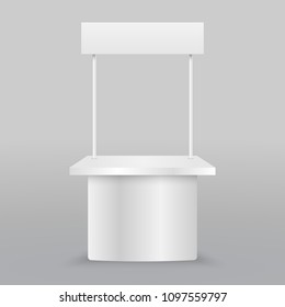 Blank promotion counter. Retail trade stand isolated