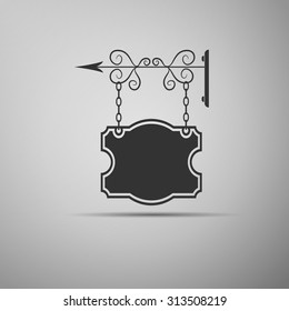 Blank pub sign icon on grey background. Vector Illustration