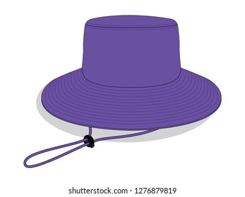 Blank Purple Bucket Hat with Cord and Stopper Toggle Template, Vector File