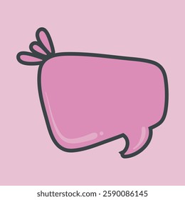 blank purple chat bubble with outline flat vector design.