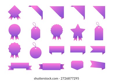 Rótulo de Gradiente Roxo em Branco e Conjunto de Emblemas da Faixa de Opções
