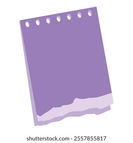 Blank purple notepad paper with a torn bottom edge is floating