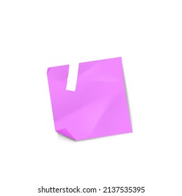 Blank purple sticky note isolated on white background. Realistic square sticky paper reminder with shadow and curve corner. Office notepad sheet. Vector illustration