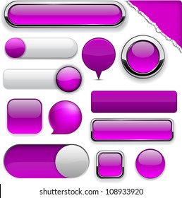 Blank purple web buttons for website or app. Vector eps10.