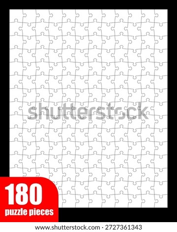 Blank puzzle grid with 180 puzzle pieces displayed in a structured layout for creative use. The grid consists of empty white squares outlined for designs or games.