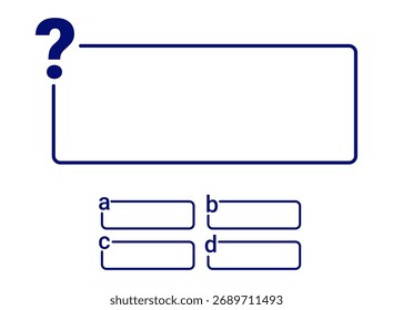 Blank quiz template featuring a question mark and multiple choice options for educational use.