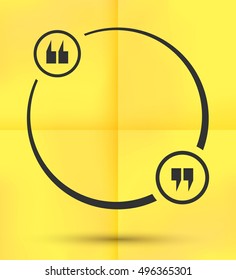 Blank quote bubble template on yellow background. Vector illustration.
