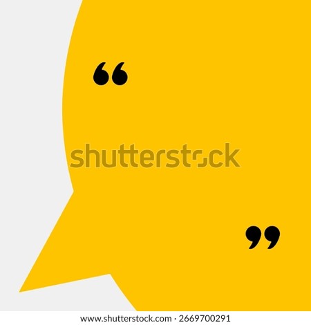 blank quoted text template, social media post mockup, yellow motivation quote, copy space for text in brackets, empty citation speech bubble