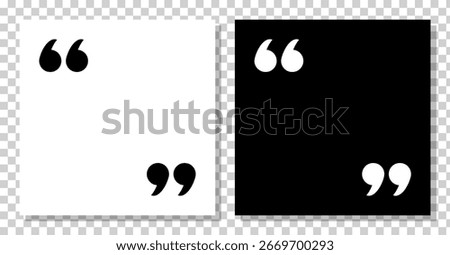 blank quoted text template, social media post mockup, black and white motivation quote, copy space for text in brackets, empty citation speech bubble