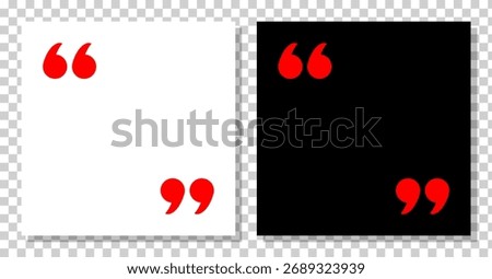 blank quoted text template, social media post mockup, black and white motivation quote, copy space for text in brackets, empty citation speech bubble