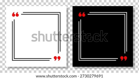 blank quoted text template, social media post mockup, black and white motivation quote, copy space for text in brackets, empty citation speech bubble