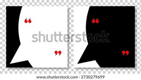 blank quoted text template, social media post mockup, black and white motivation quote, copy space for text in brackets, empty citation speech bubble