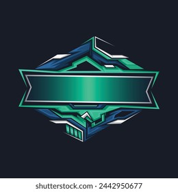 Blank racing logo. Techno futuristic border. Gaming logo