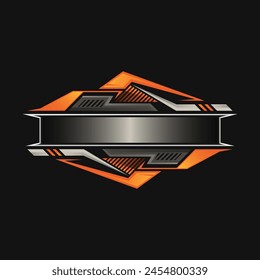 Blank racing logo. Technology digital border. Futuristic gaming frame