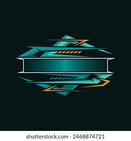 Blank racing logo. Technology digital border. Futuristic gaming frame
