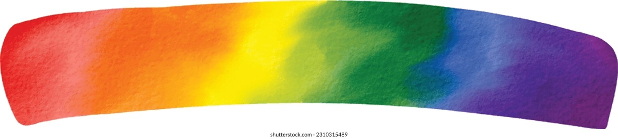 Blank rainbow label watercolor brush isolate on white background.LGBT  Pride month texture concept. Vector illustration
