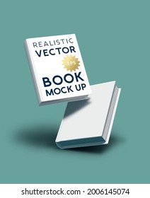 Blank realistic book cover mockup - e-book and marketing template vector illustration.