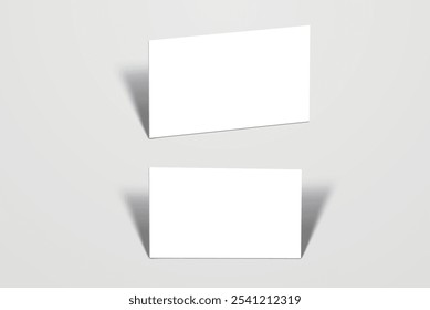 Blank realistic business card, gift card or credit card with shadow. Mockup design for presentation branding, corporate identity, ads, personal, stationery, document, graphic presenting. Vector
