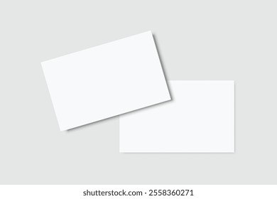 Blank realistic business card, gift card or credit card with shadow. Mockup empty design for presentation branding, corporate identity, ads, invitation card, stationery, document, voucher. Vector
