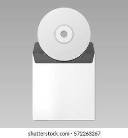 Blank realistic cd mockup with envelope, package design
