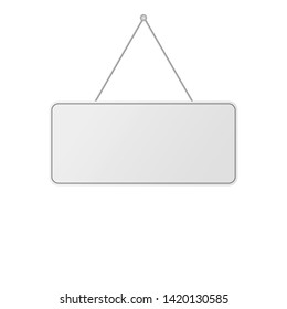 blank realistic door hanging plate white background vector