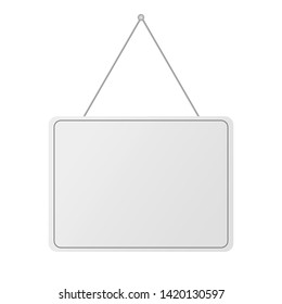 blank realistic door hanging plate white background vector